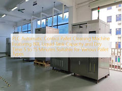पीएलसी स्वचालित नियंत्रण पैलेट सफाई मशीन जिसमें 80L तरल टैंक क्षमता और 5 से 15 मिनट का सुखाने का समय है जो विभिन्न पैलेट प्रकारों के लिए उपयुक्त है